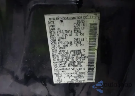 2006 Nissan Xterra S from USA, damaged, VIN 5N1AN08U66C506383